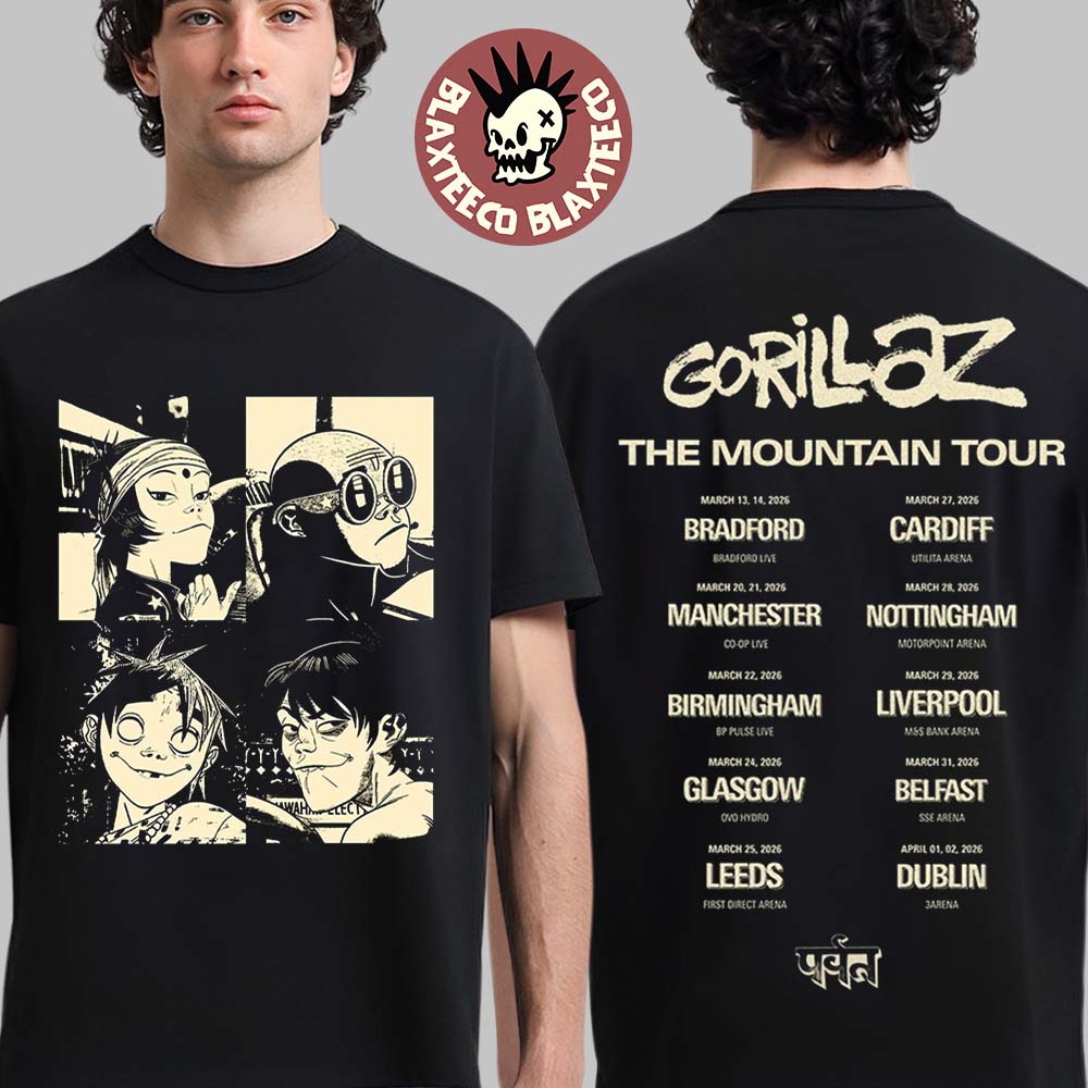 Gorillaz The Mountain Tour 2026 Europe And UK Merch - Adult & Kids T-Shirts, Sweatshirts & Hoodies apparel design preview 1