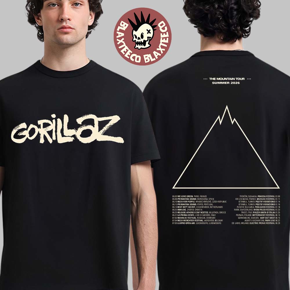 Gorillaz The Mountain Tour Summer 2026 Europe And UK - Adult & Kids T-Shirts, Sweatshirts & Hoodies apparel design preview 1