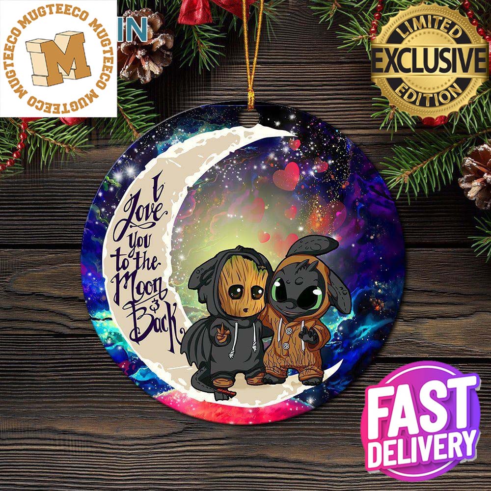 Groot And Toothless Love You To The Moon Back Galaxy - Adult & Kids T-Shirts, Sweatshirts & Hoodies apparel design preview 1