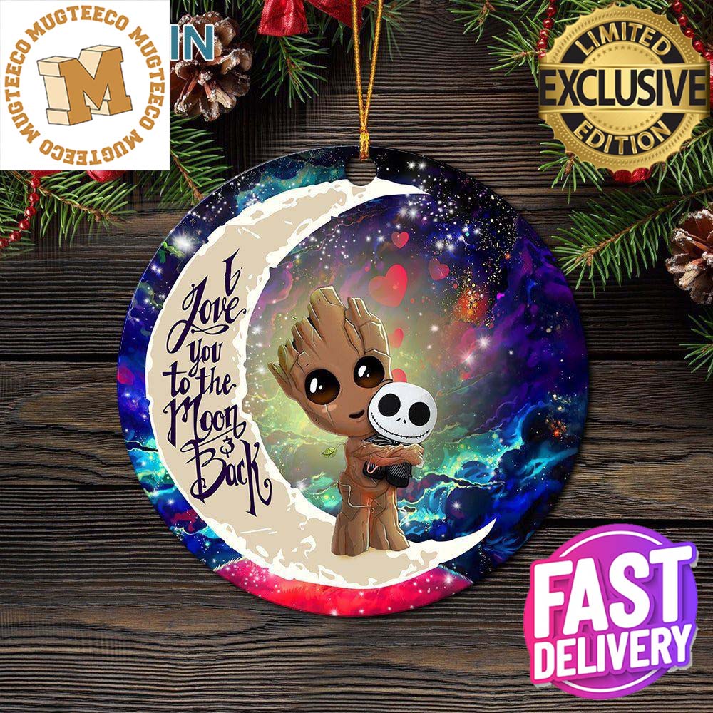 Groot Hold Jack Skelington Love You To The Moon And - Adult & Kids T-Shirts, Sweatshirts & Hoodies apparel design preview 1