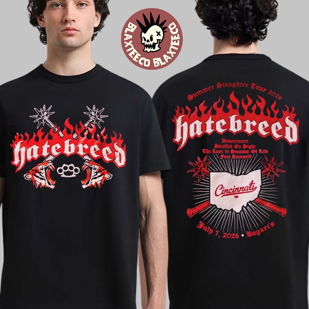 Hatebreed Cincinnati Ohio 2026 Specific At Bogart's - Adult & Kids T-Shirts, Sweatshirts & Hoodies apparel design preview 1