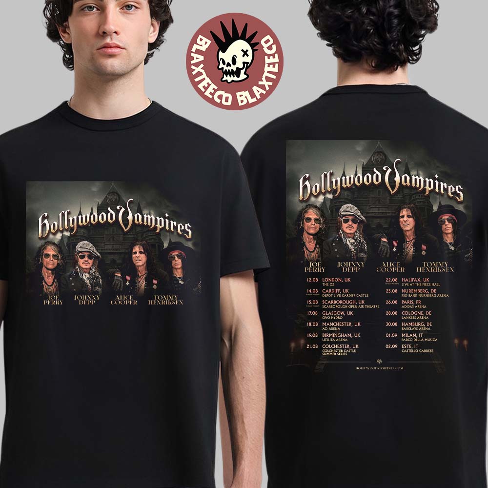 Hollywood Vampires UK And Europe 2026 Tour Schedule - Adult & Kids T-Shirts, Sweatshirts & Hoodies apparel design preview 1