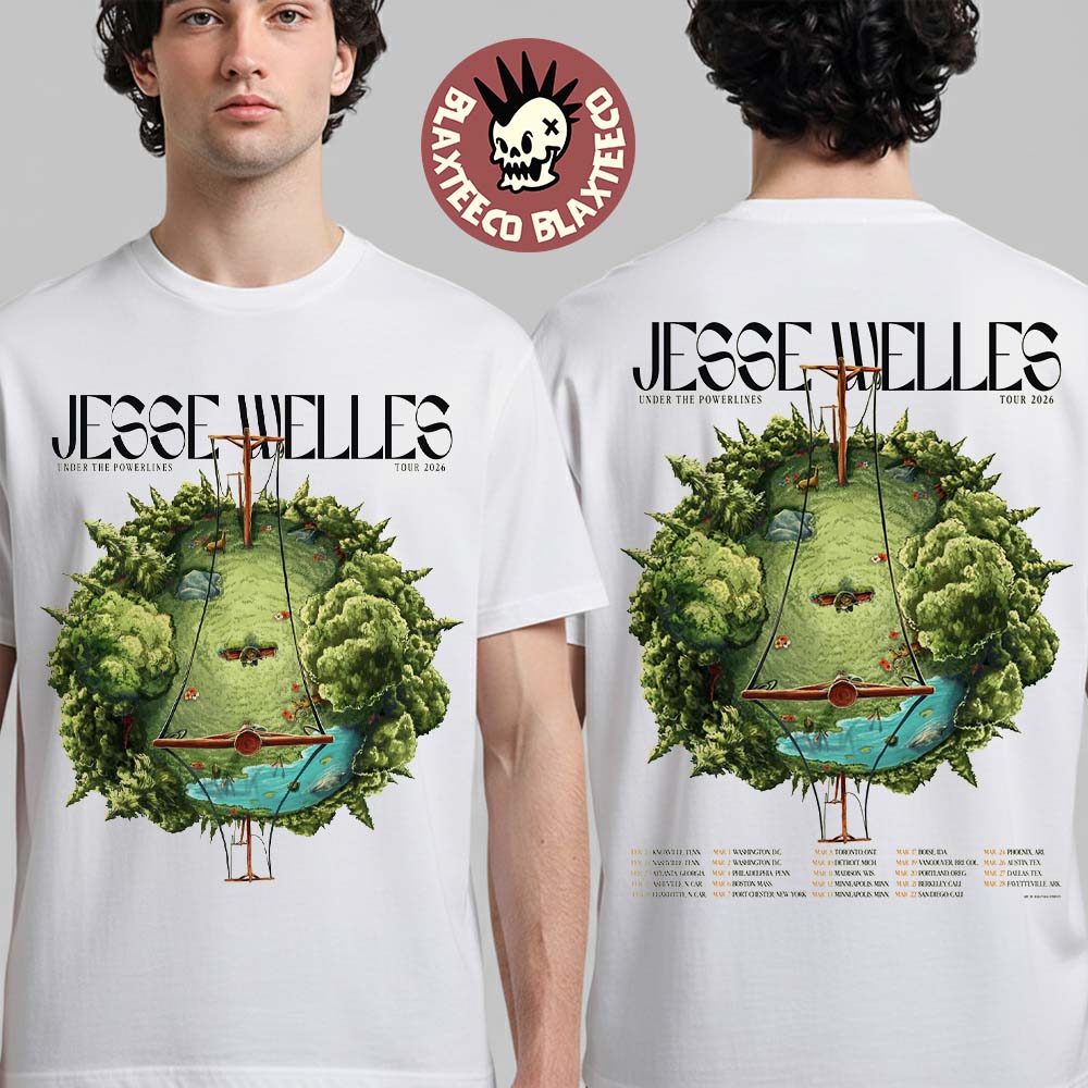 Jesse Welles Under The Powerlines Tour 2026 North - Adult & Kids T-Shirts, Sweatshirts & Hoodies apparel design preview 1