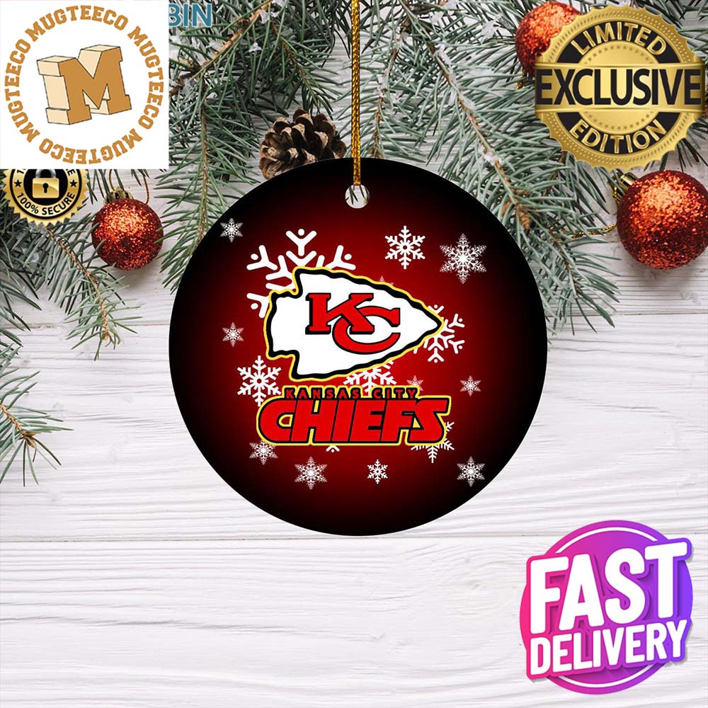 Kansas City Chiefs Merry Christmas Circle Ornament - Adult & Kids T-Shirts, Sweatshirts & Hoodies apparel design preview 1