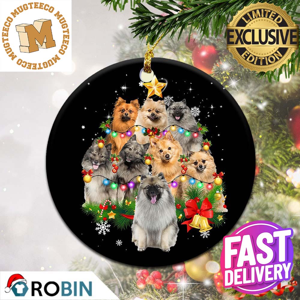 Keeshond Christmas Tree Lights 2023 Holiday Gifts For - Adult & Kids T-Shirts, Sweatshirts & Hoodies apparel design preview 1