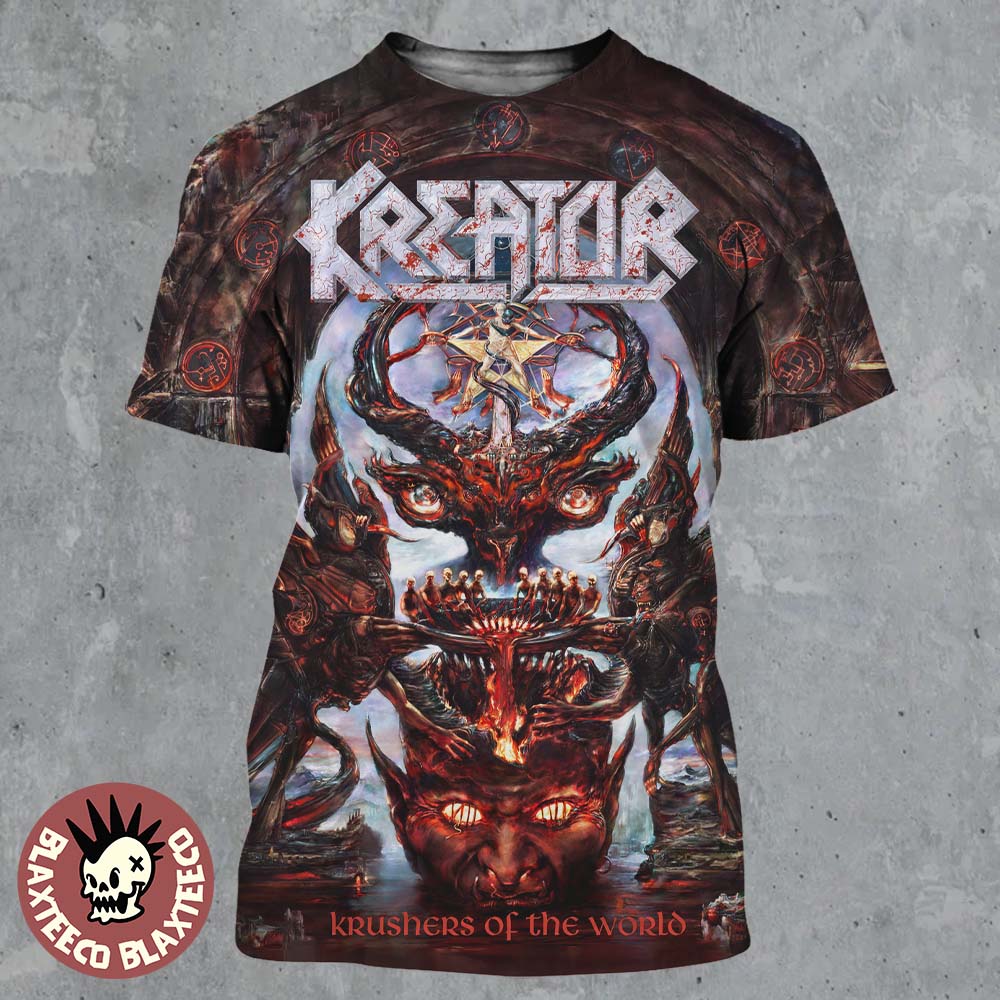 Kreator Krushers Of The World Merch Album Cover All - Adult & Kids T-Shirts, Sweatshirts & Hoodies apparel design preview 1