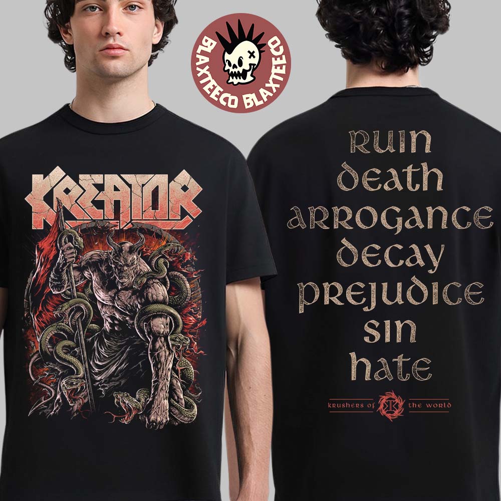 Kreator Krushers Of The World Merch Seven Serpents - Adult & Kids T-Shirts, Sweatshirts & Hoodies apparel design preview 1