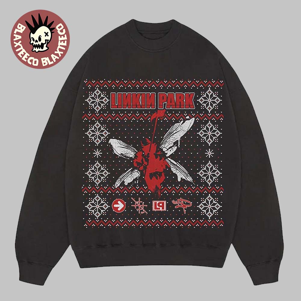 Linkin Park Hybrid Theory Festive Christmas Pattern - Adult & Kids T-Shirts, Sweatshirts & Hoodies apparel design preview 1