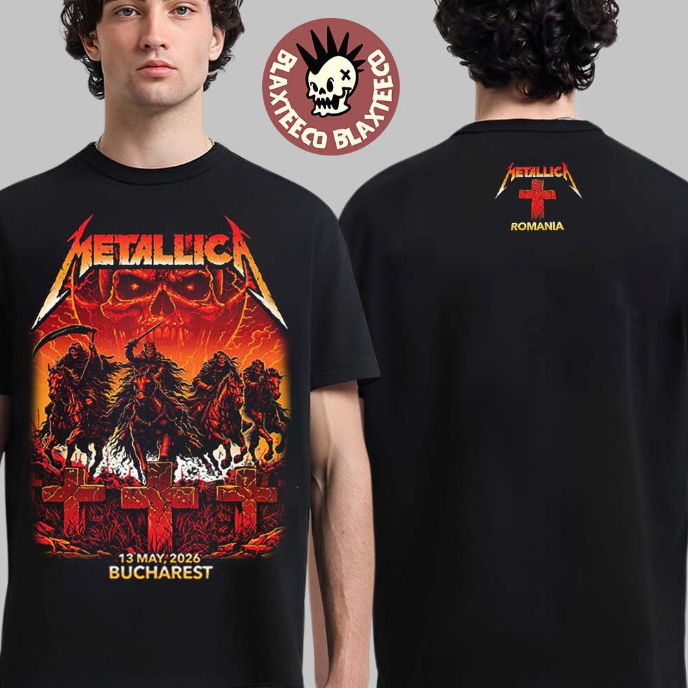 Metallica M72 Bucharest 2026 Pop Up Shop Merch At - Adult & Kids T-Shirts, Sweatshirts & Hoodies apparel design preview 1