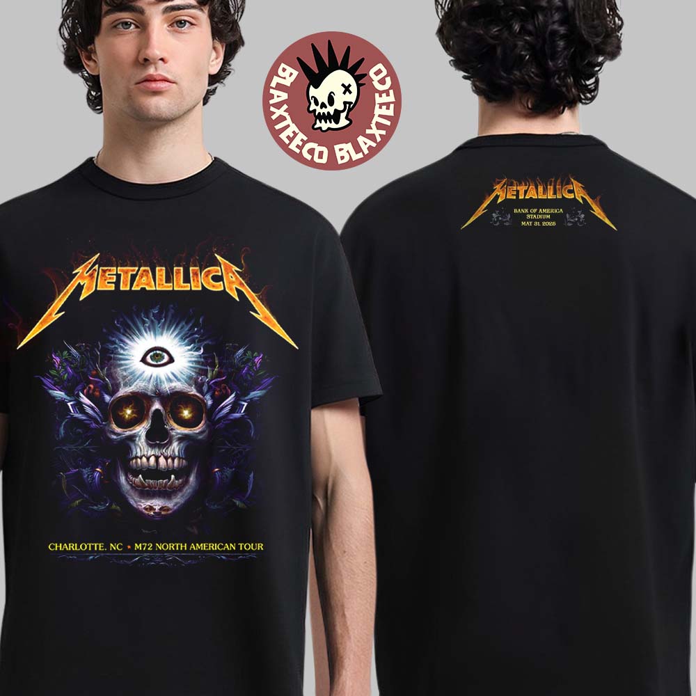 Metallica M72 Charlotte 2025 Venue In North Carolina - Adult & Kids T-Shirts, Sweatshirts & Hoodies apparel design preview 1