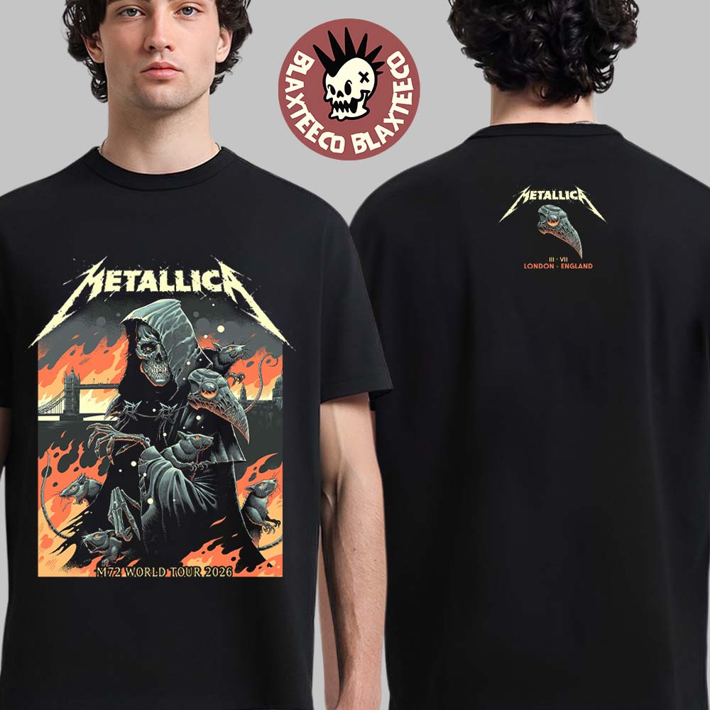 Metallica M72 London England 2026 Night 1 Exclusive - Adult & Kids T-Shirts, Sweatshirts & Hoodies apparel design preview 1