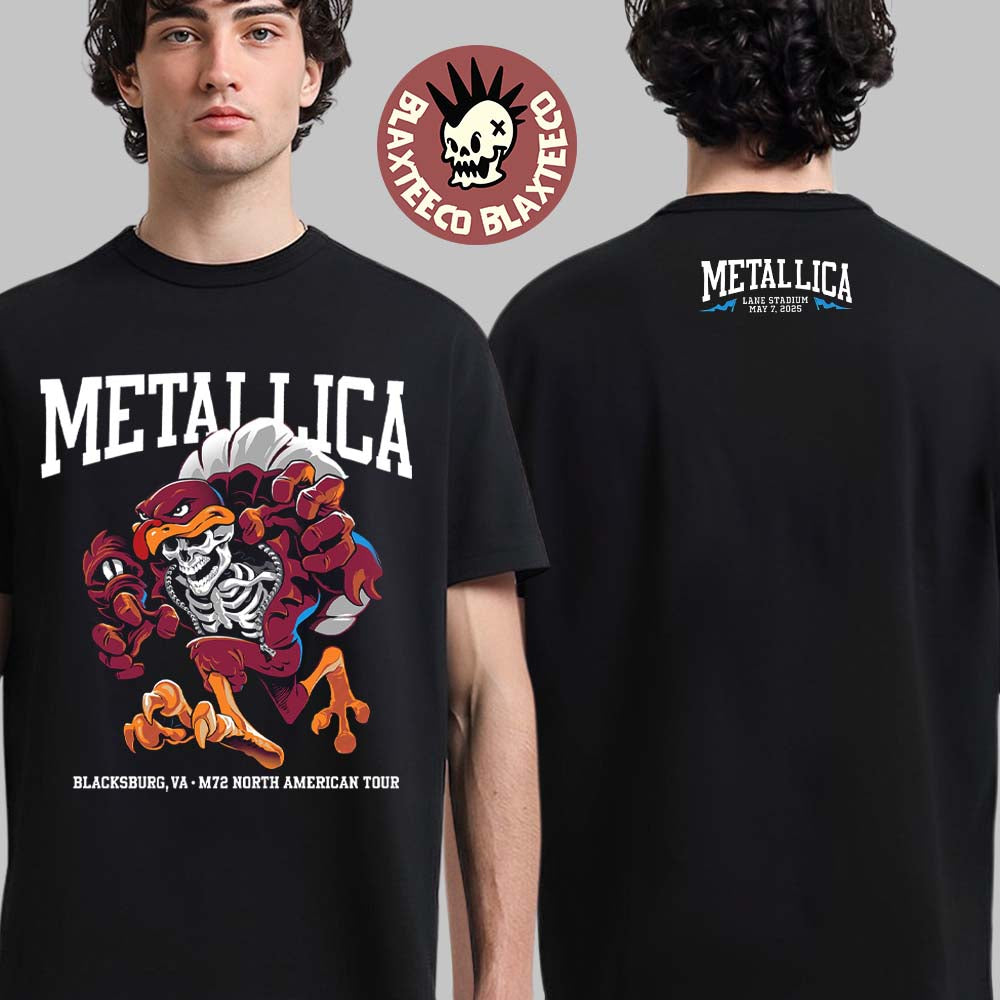 Metallica M72 Virginia Tech 2025 Venue In Blacksburg - Adult & Kids T-Shirts, Sweatshirts & Hoodies apparel design preview 1
