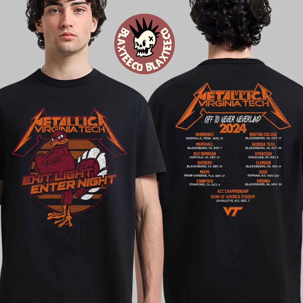 Metallica Virginia Tech Exit Light Enter Night 2025 - Adult & Kids T-Shirts, Sweatshirts & Hoodies apparel design preview 1