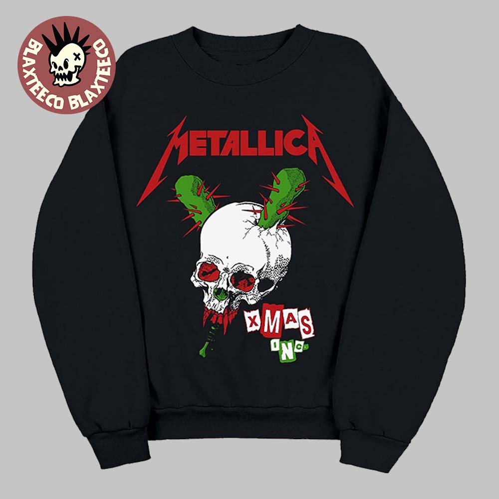 Metallica Xmas Inc Skull Holiday Style - Adult & Kids T-Shirts, Sweatshirts & Hoodies apparel design preview 1