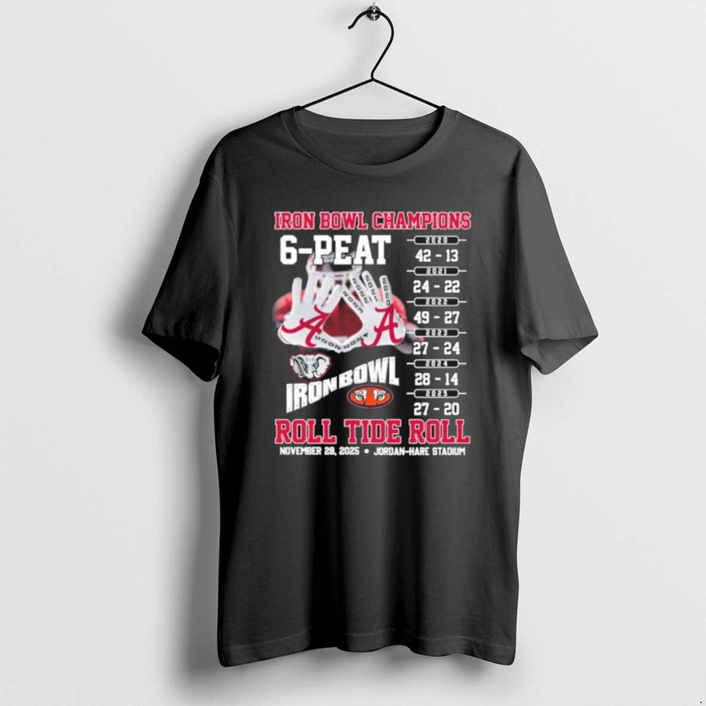 Official 1xspbcpo Iron Bowl Champions 6 Peat Roll - Adult & Kids T-Shirts, Sweatshirts & Hoodies apparel design preview 1
