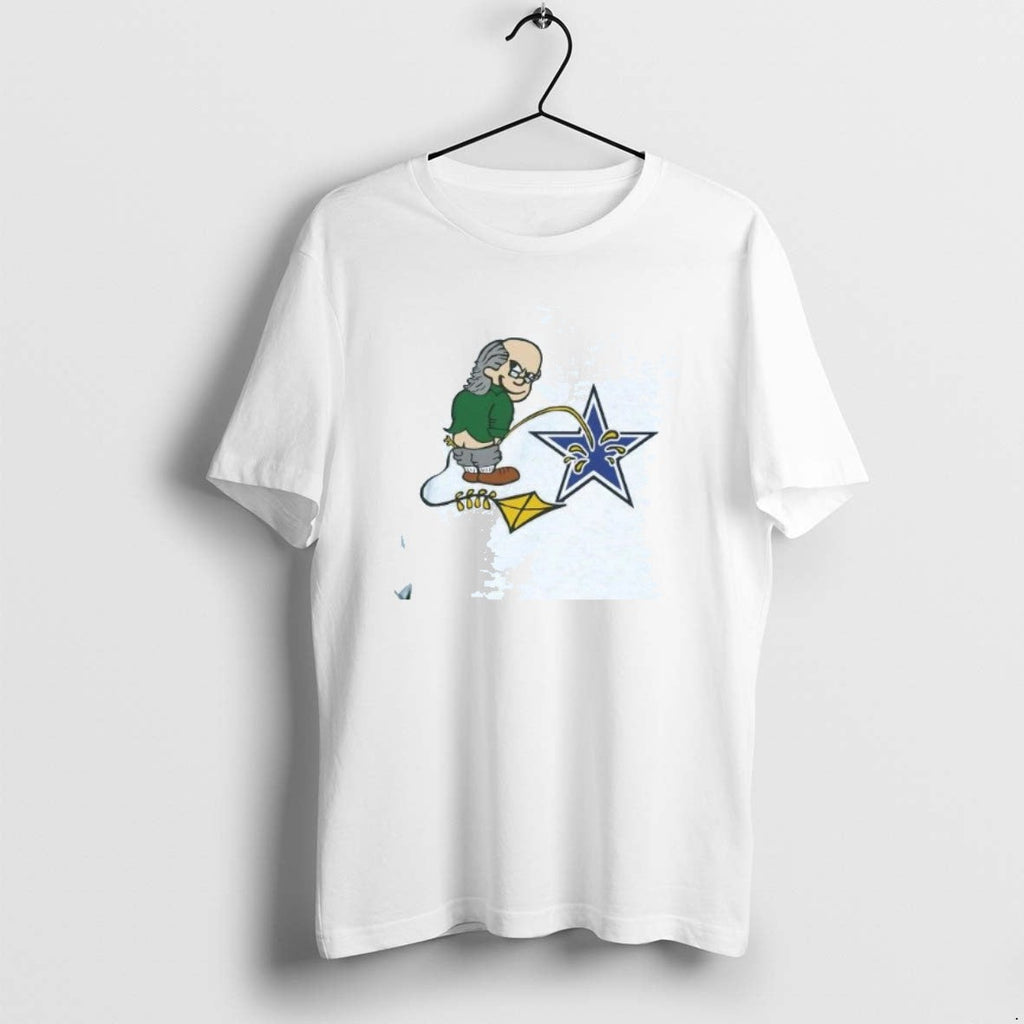 Official Ben Franklin Whizzing On The Dallas Cowboys - Adult & Kids T-Shirts, Sweatshirts & Hoodies apparel design preview 1