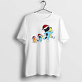 Official Bluey Bingo And Bandit Santa Hat Walk Merry - Adult & Kids T-Shirts, Sweatshirts & Hoodies apparel design preview 1
