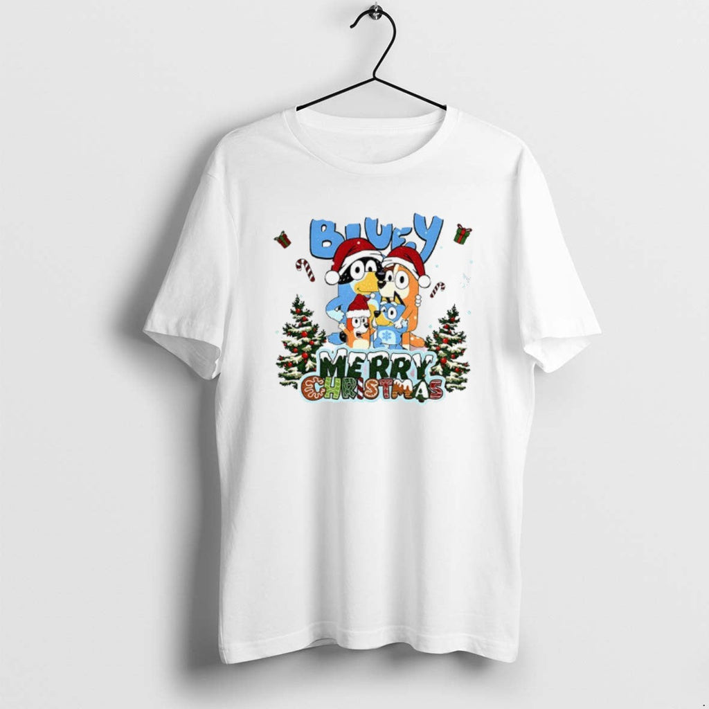 Official Bluey Family Santa Hat Merry Christmas - Adult & Kids T-Shirts, Sweatshirts & Hoodies apparel design preview 1