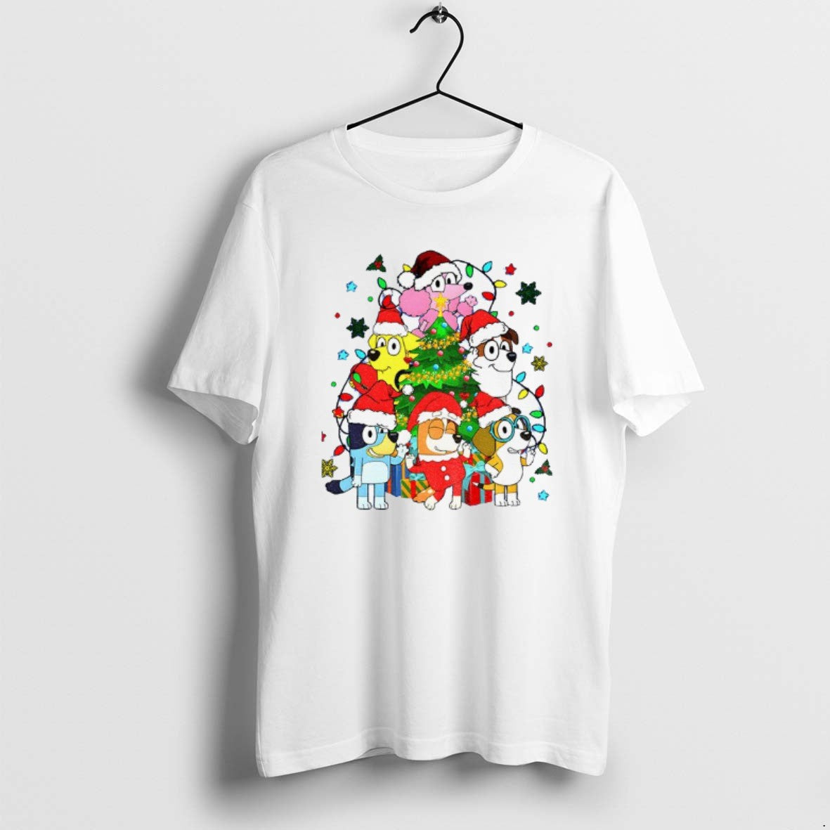 Official Bluey And Friends Santa Hat Merry Christmas - Adult & Kids T-Shirts, Sweatshirts & Hoodies apparel design preview 1