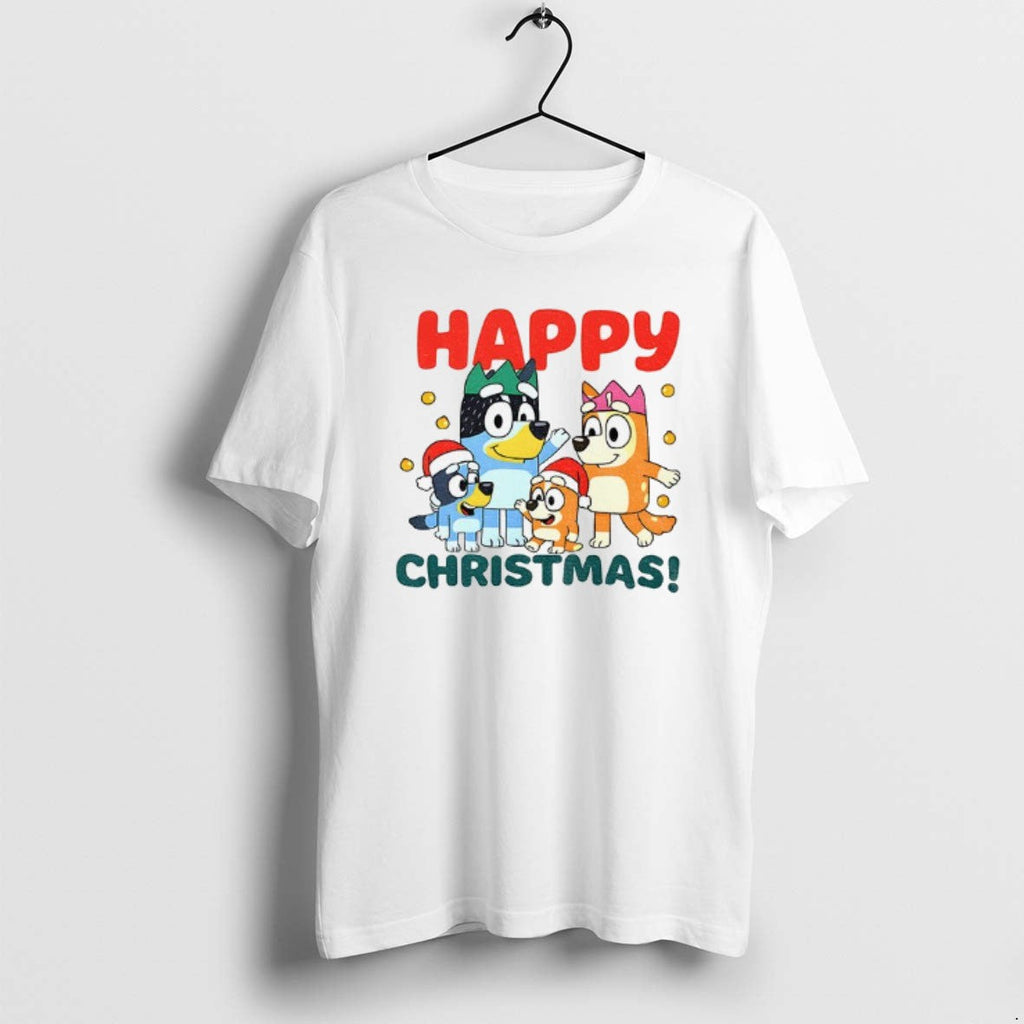 Official Bluey Family Santa Hat Happy Christmas - Adult & Kids T-Shirts, Sweatshirts & Hoodies apparel design preview 1
