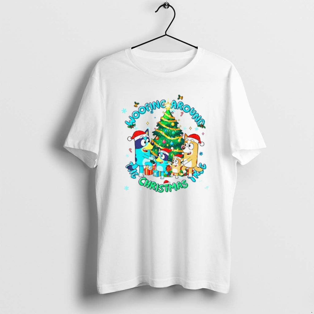 Official Bluey Family Santa Hat Woofing Around The - Adult & Kids T-Shirts, Sweatshirts & Hoodies apparel design preview 1