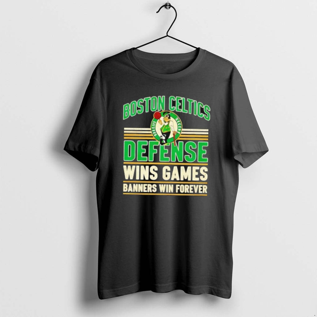 Official Boston Celtics Defense Wins Games Banners - Adult & Kids T-Shirts, Sweatshirts & Hoodies apparel design preview 1