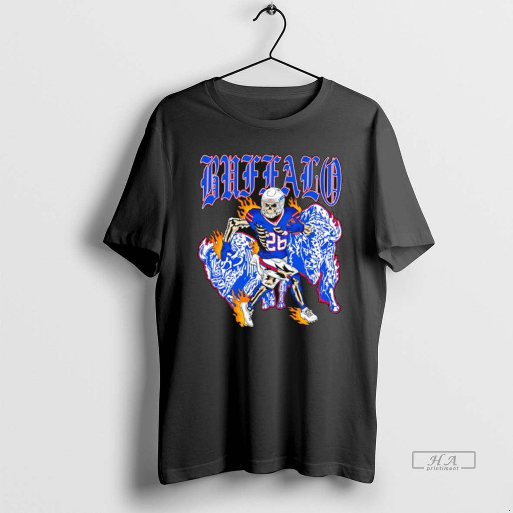 Official Buffalo Gothic Text Skeleton Football Player - Adult & Kids T-Shirts, Sweatshirts & Hoodies apparel design preview 1