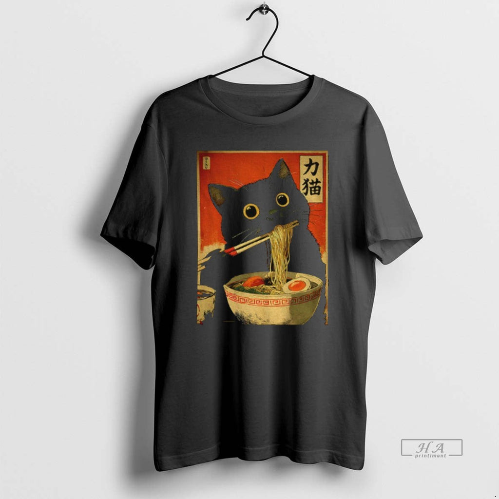 Official Cat Eating Ramen Japanese Style - Adult & Kids T-Shirts, Sweatshirts & Hoodies apparel design preview 1