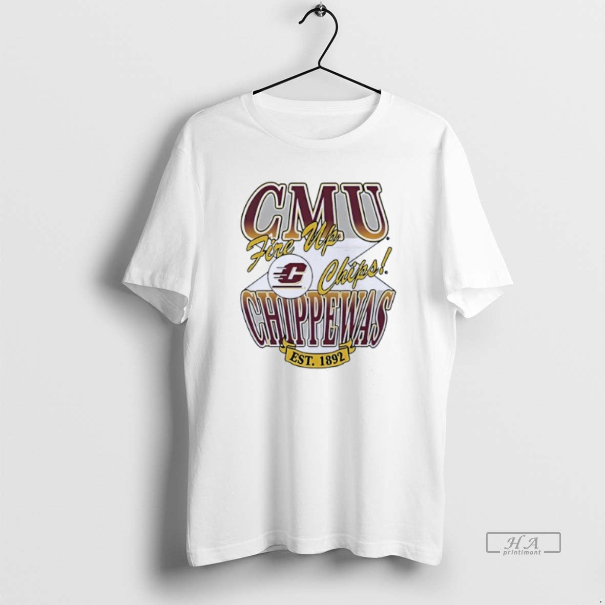 Official Central Michigan Chippewas Fire Up Chips Est - Adult & Kids T-Shirts, Sweatshirts & Hoodies apparel design preview 1