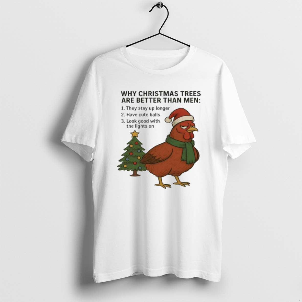 Official Chicken Santa Why Christmas Tree Are Better - Adult & Kids T-Shirts, Sweatshirts & Hoodies apparel design preview 1
