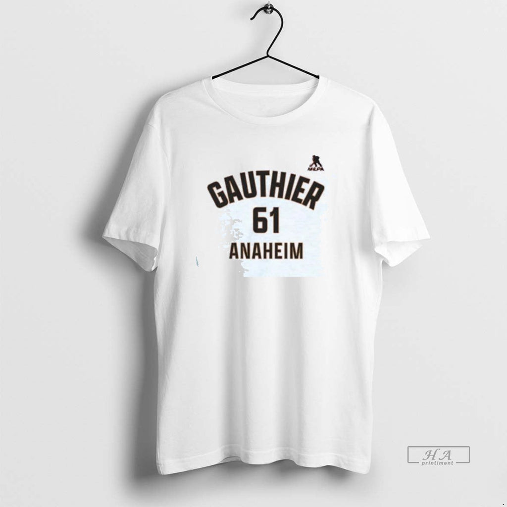 Official Cutter Gauthier Name And Number Anaheim - Adult & Kids T-Shirts, Sweatshirts & Hoodies apparel design preview 1