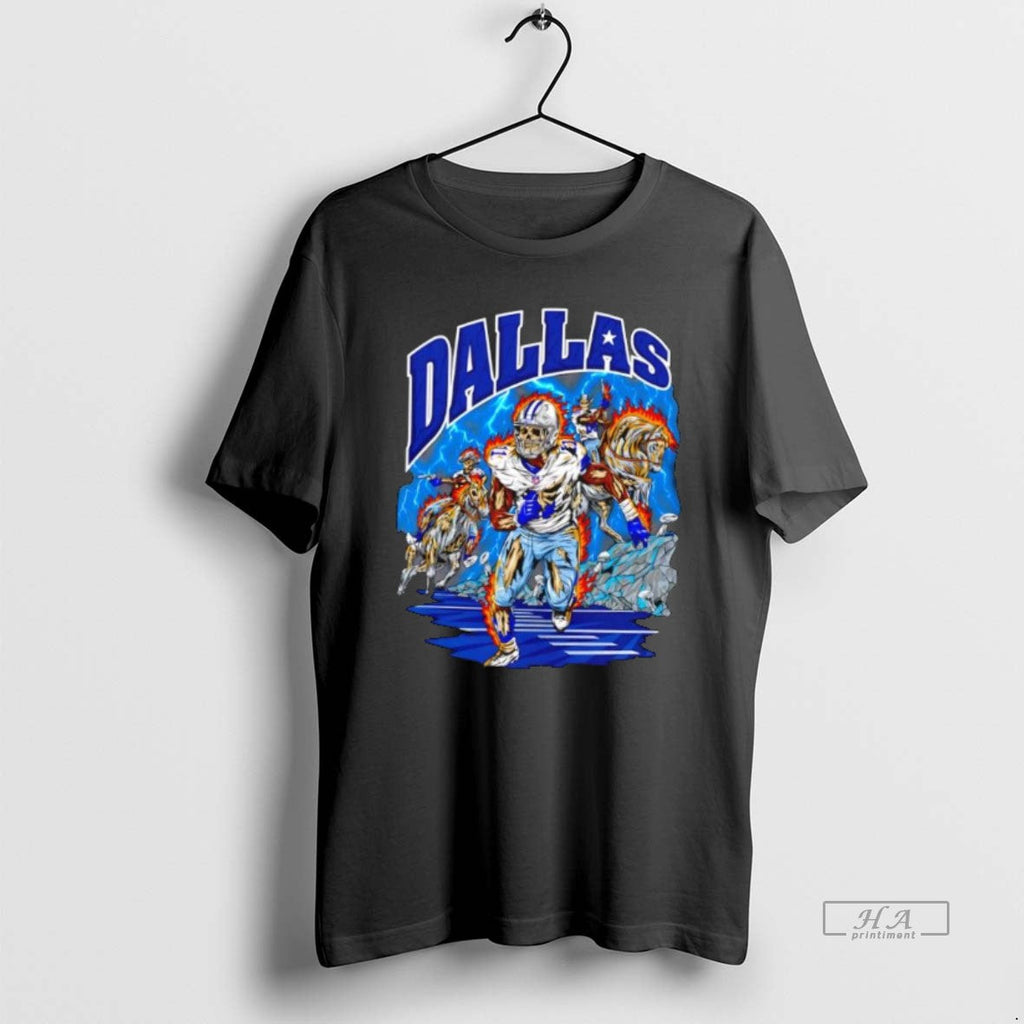 Official Dallas Cowboys Skeleton Player 1 Running - Adult & Kids T-Shirts, Sweatshirts & Hoodies apparel design preview 1