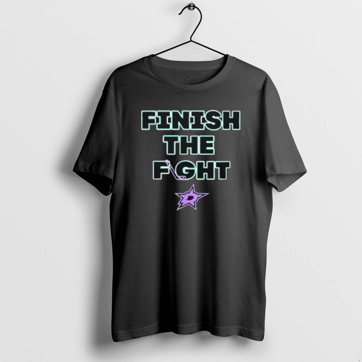 Official Dallas Star Finish The Fight - Adult & Kids T-Shirts, Sweatshirts & Hoodies apparel design preview 1