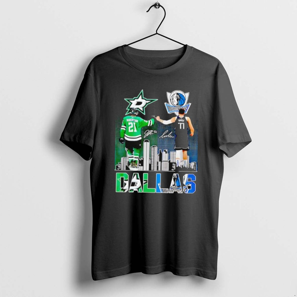 Official Dallas Stars Jason Robertson Mavericks Luka - Adult & Kids T-Shirts, Sweatshirts & Hoodies apparel design preview 1