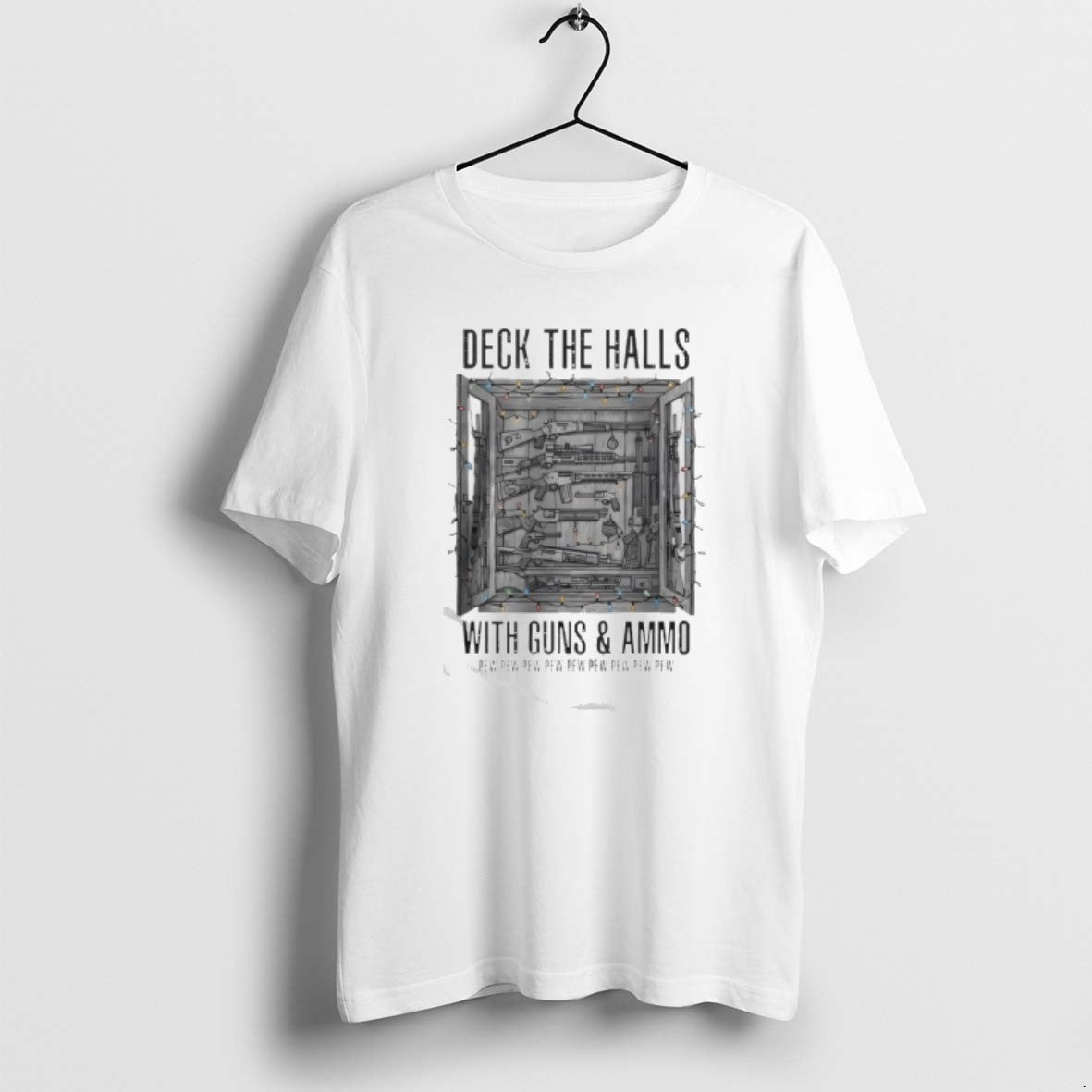 Official Deck The Halls With Guns And Ammo Pew - Adult & Kids T-Shirts, Sweatshirts & Hoodies apparel design preview 1