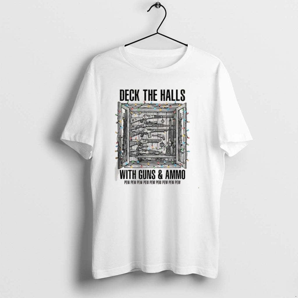 Official Deck The Halls With Guns And Ammo Pew - Adult & Kids T-Shirts, Sweatshirts & Hoodies apparel design preview 1
