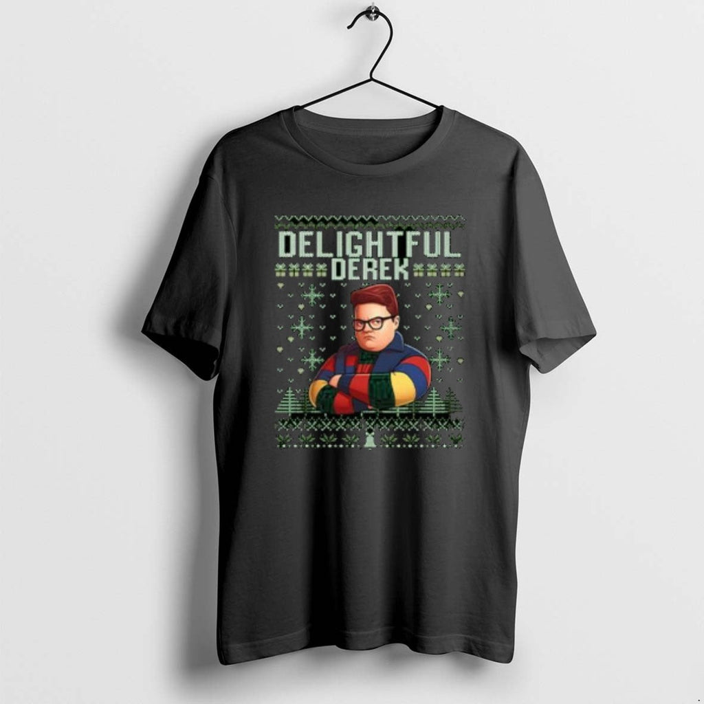 Official Delightful Derek Christmas Circle Black - Adult & Kids T-Shirts, Sweatshirts & Hoodies apparel design preview 1