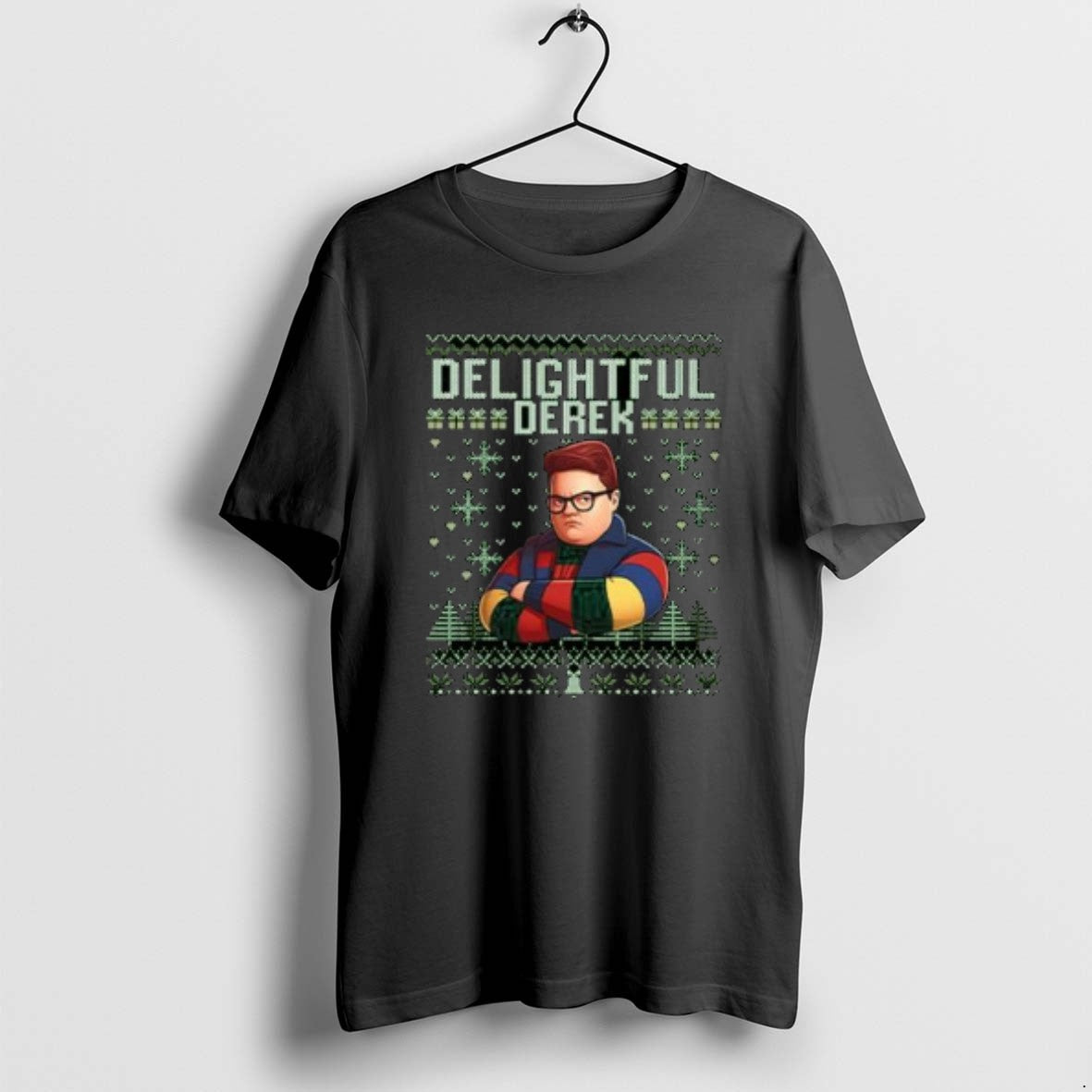 Official Delightful Derek Christmas Circle Black - Adult & Kids T-Shirts, Sweatshirts & Hoodies apparel design preview 1