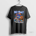 Official Detroit Lions Skeleton Player 4 Running On - Adult & Kids T-Shirts, Sweatshirts & Hoodies apparel design preview 1