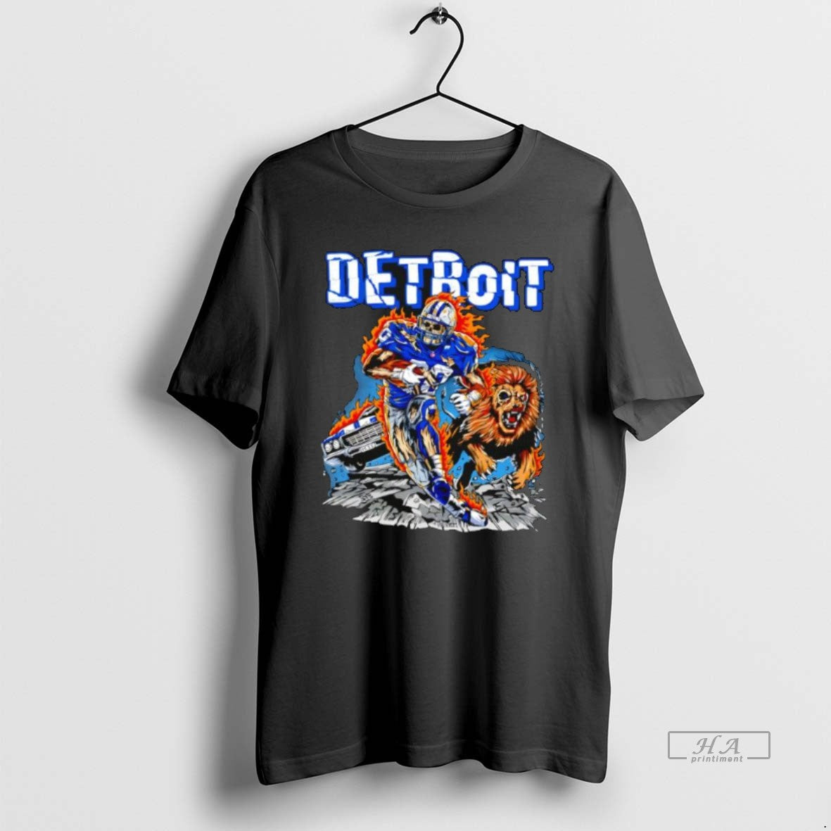 Official Detroit Lions Skeleton Player 4 Running On - Adult & Kids T-Shirts, Sweatshirts & Hoodies apparel design preview 1