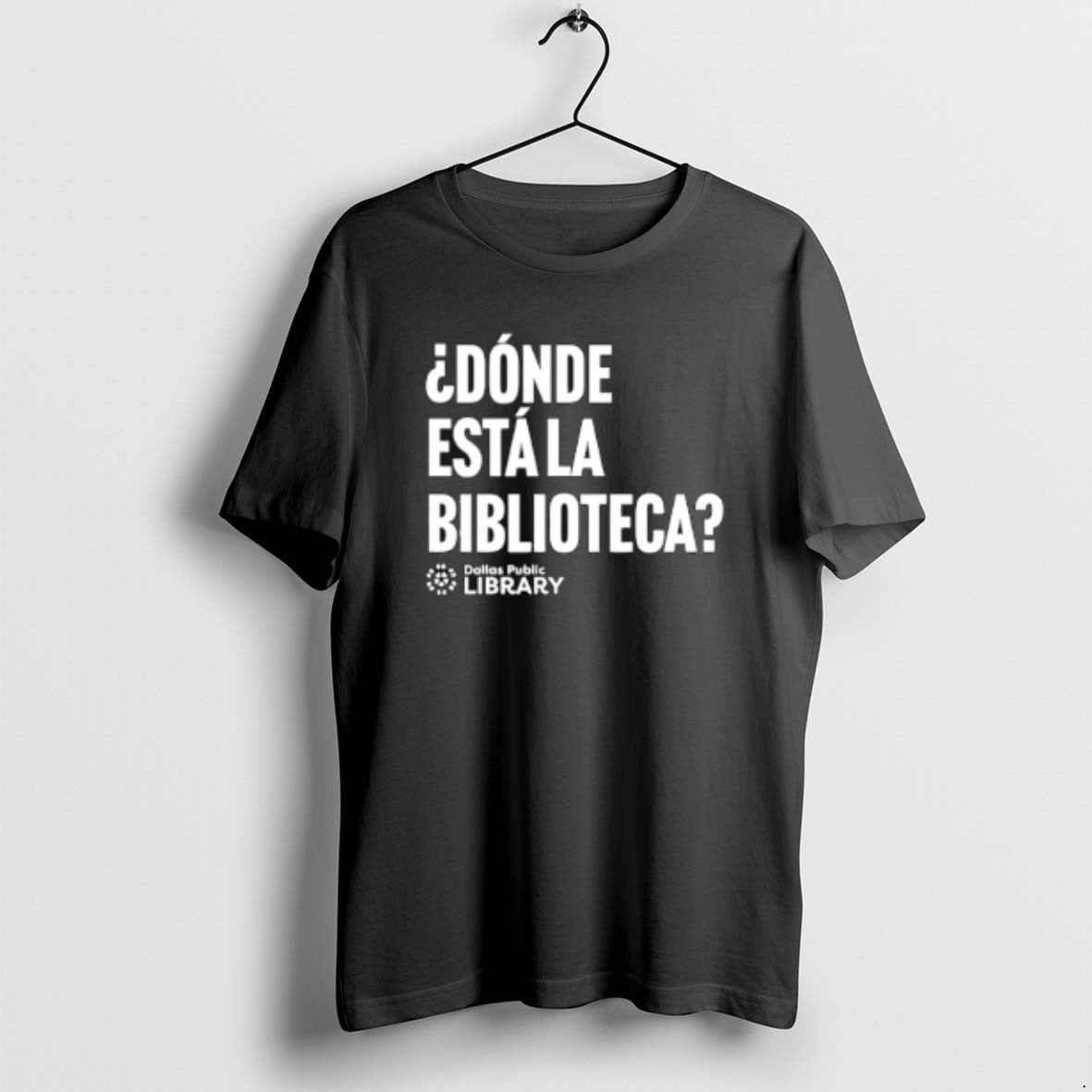 Official Donde Esta La Biblioteca Dallas Public - Adult & Kids T-Shirts, Sweatshirts & Hoodies apparel design preview 1