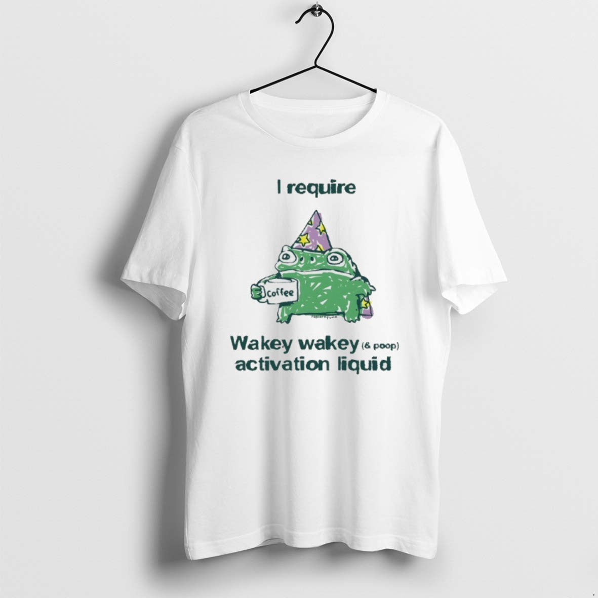 Official Frog Coffee I Require Wakey Activation - Adult & Kids T-Shirts, Sweatshirts & Hoodies apparel design preview 1