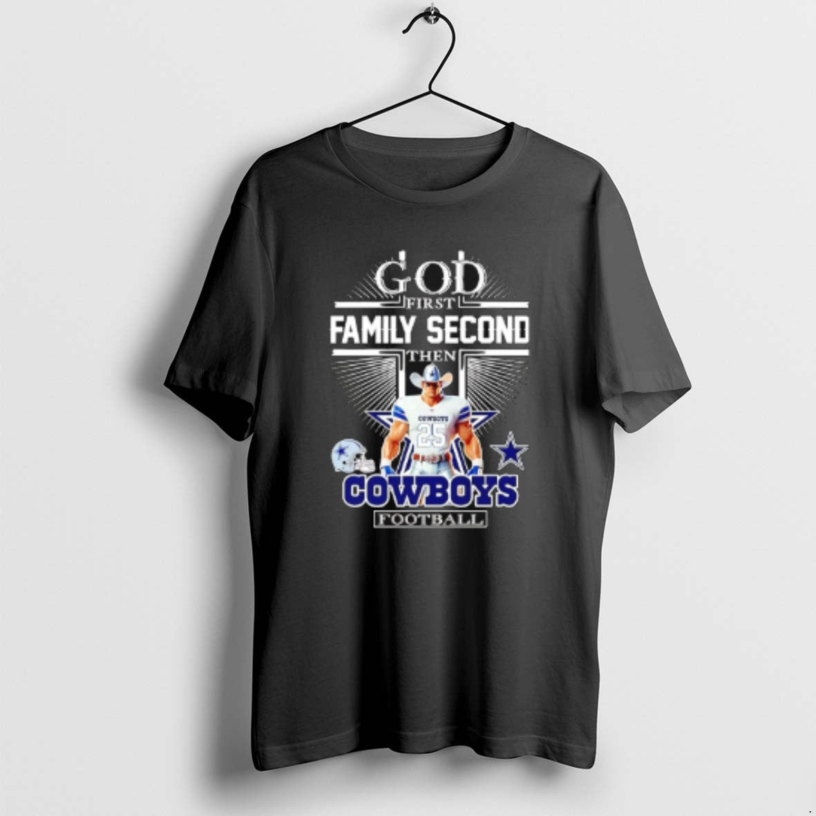 Official God First Family Second Then Dallas Cowboys - Adult & Kids T-Shirts, Sweatshirts & Hoodies apparel design preview 1