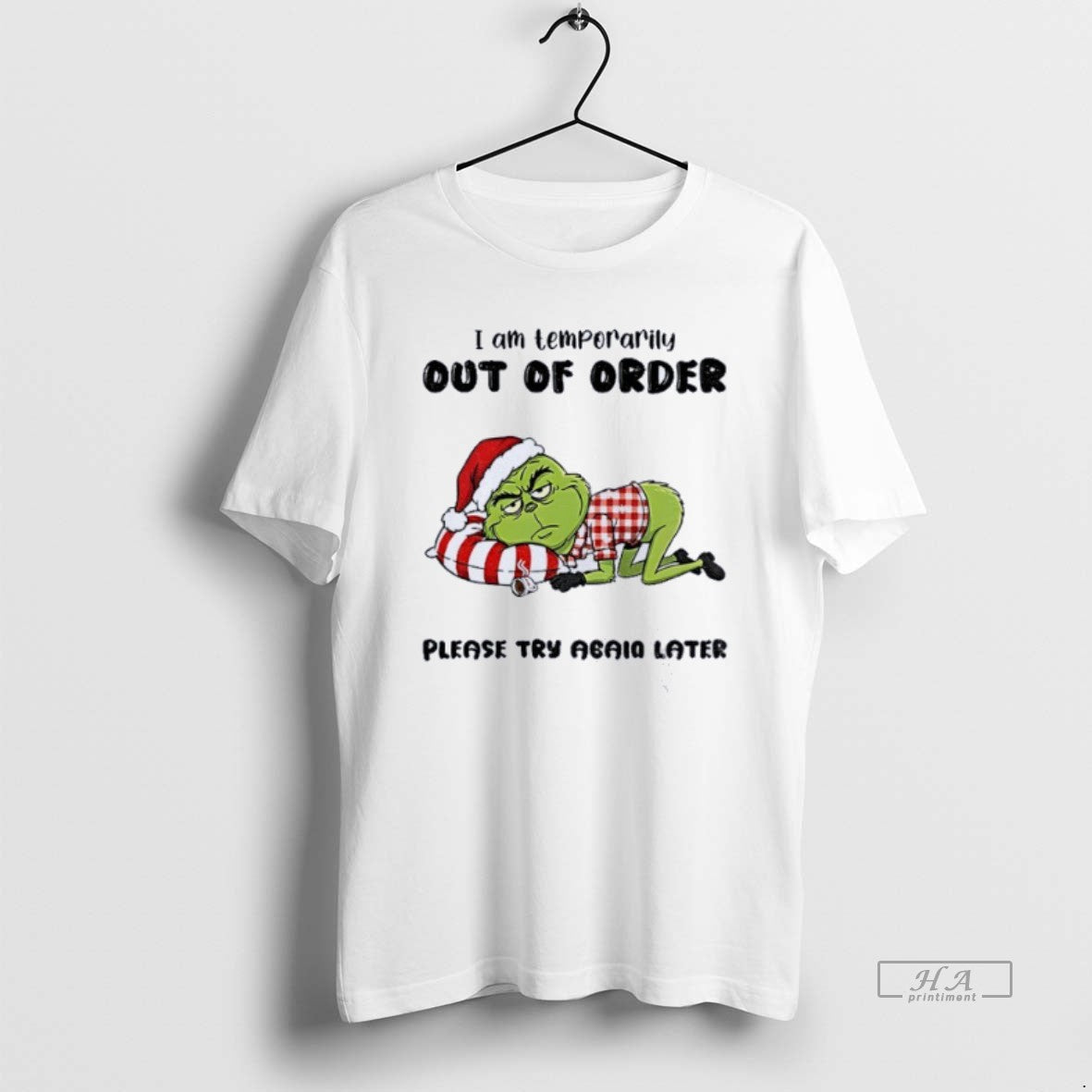 Official Grinch Santa I Am Temporarily Out Of Order - Adult & Kids T-Shirts, Sweatshirts & Hoodies apparel design preview 1