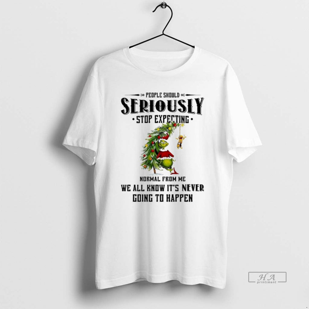 Official Grinch Santa People Should Seriously Stop - Adult & Kids T-Shirts, Sweatshirts & Hoodies apparel design preview 1