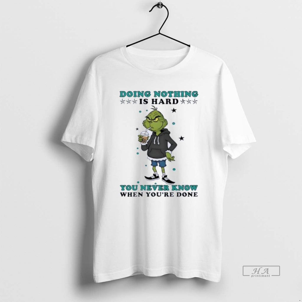 Official Grinch Drinking Milk Tea Doing Nothing Is - Adult & Kids T-Shirts, Sweatshirts & Hoodies apparel design preview 1