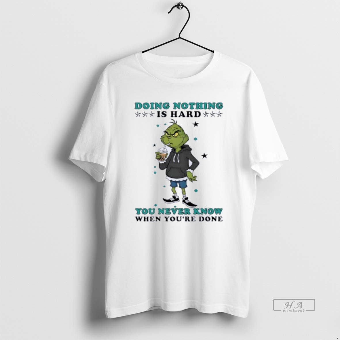 Official Grinch Drinking Milk Tea Doing Nothing Is - Adult & Kids T-Shirts, Sweatshirts & Hoodies apparel design preview 1