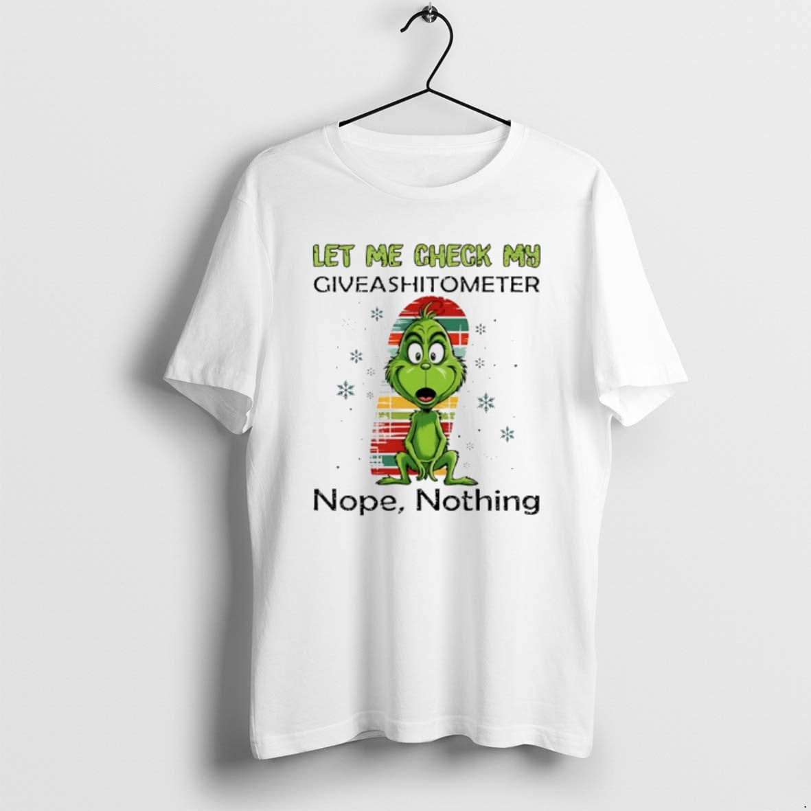 Official Grinch Let Me Check My Giveshitometer Nope - Adult & Kids T-Shirts, Sweatshirts & Hoodies apparel design preview 1