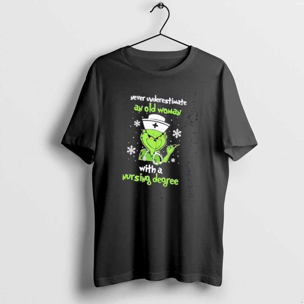 Official Grinch Never Underestimate An Old Woman With - Adult & Kids T-Shirts, Sweatshirts & Hoodies apparel design preview 1