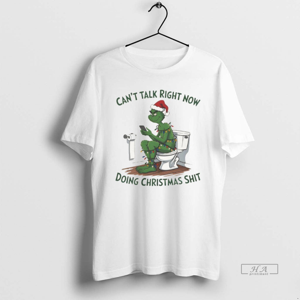Official Grinch On Toilet Cant Talk Right Now Doing - Adult & Kids T-Shirts, Sweatshirts & Hoodies apparel design preview 1